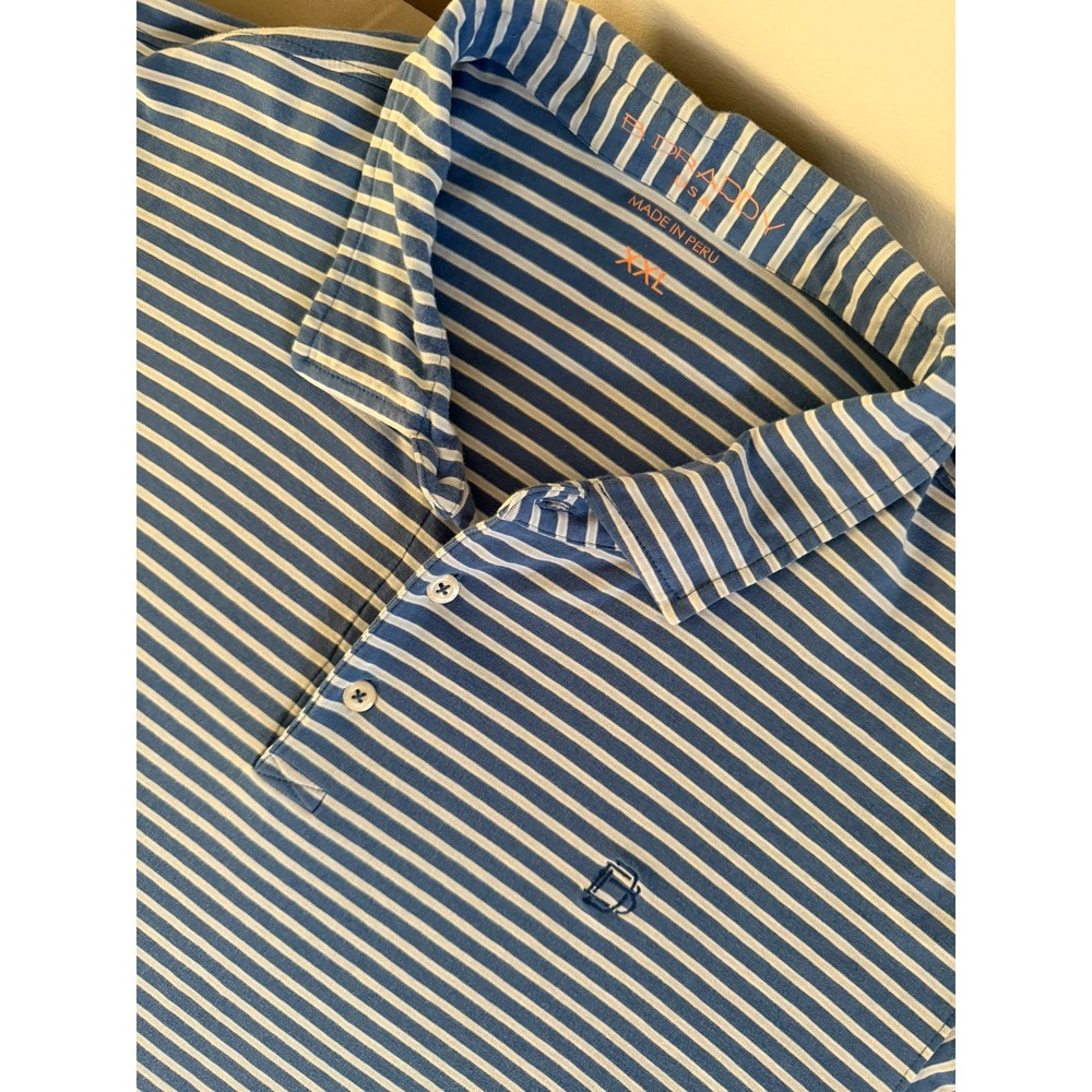 B. Draddy Mens XXL Pima Cotton Blend Striped Short Sleeve Polo Shirt Blue White